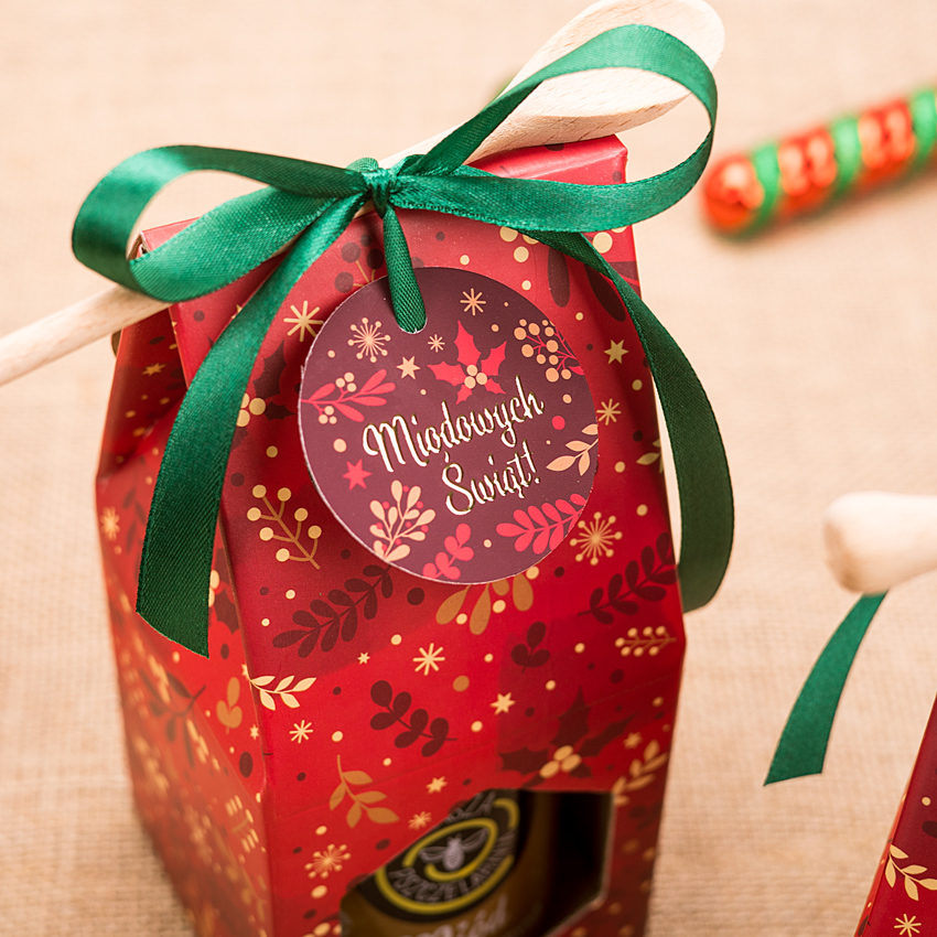 1 miód w kolorowym pudełku na Boże Narodzenie