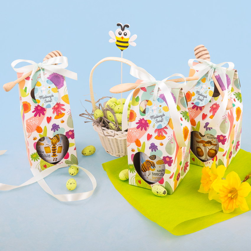 1 miód w kolorowym pudełku na Wielkanoc z 1 znakiem zodiaku