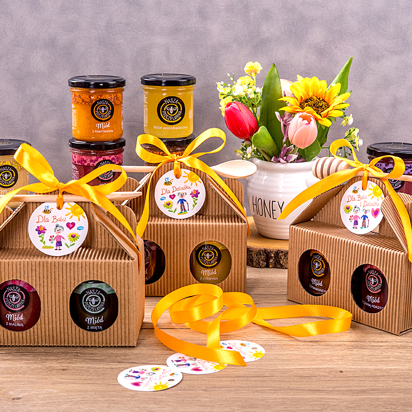 2 miodziki w kartoniku na Dzień Babci i Dziadka