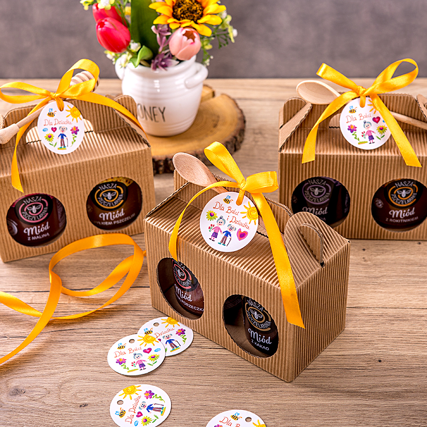 2 miody w kartoniku na Dzień Babci i Dziadka