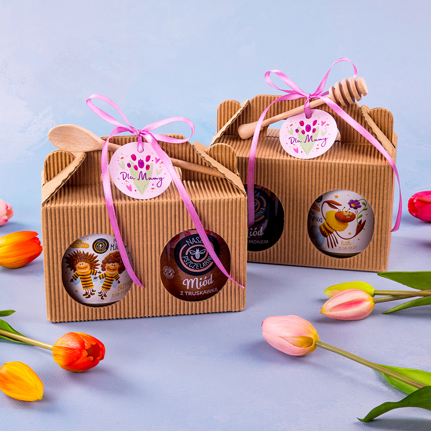 2 miody w kartoniku na Dzień Matki z 1 znakiem zodiaku