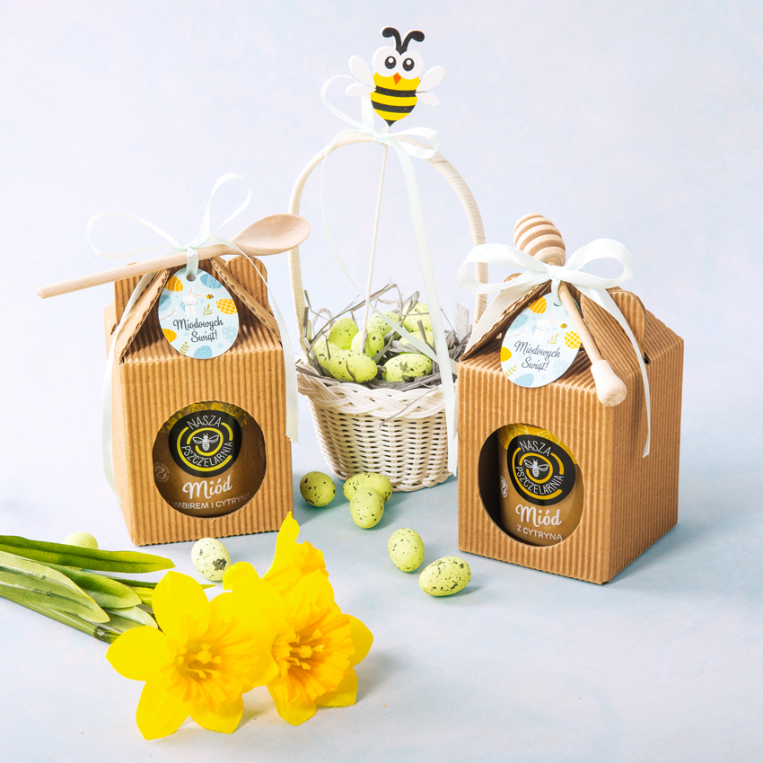 1 miód w kartoniku na Wielkanoc
