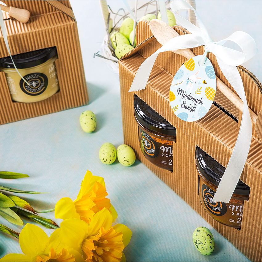 2 miodki w kartoniku na Wielkanoc