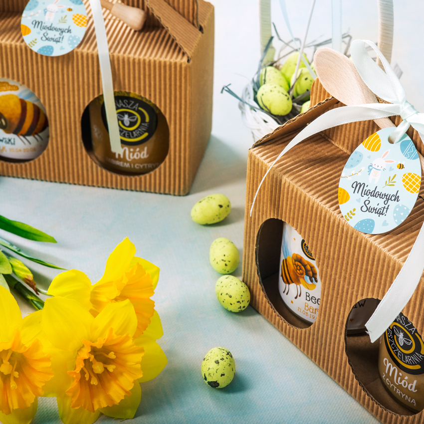 2 miody w kartoniku na Wielkanoc z 1 znakiem zodiaku