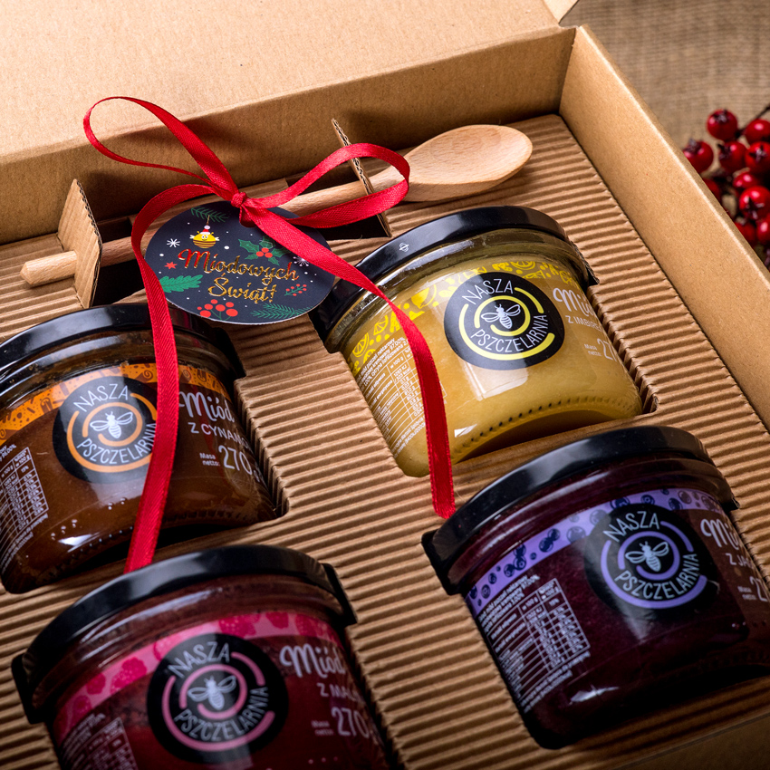 4 miodki w pudełku na Boże Narodzenie
