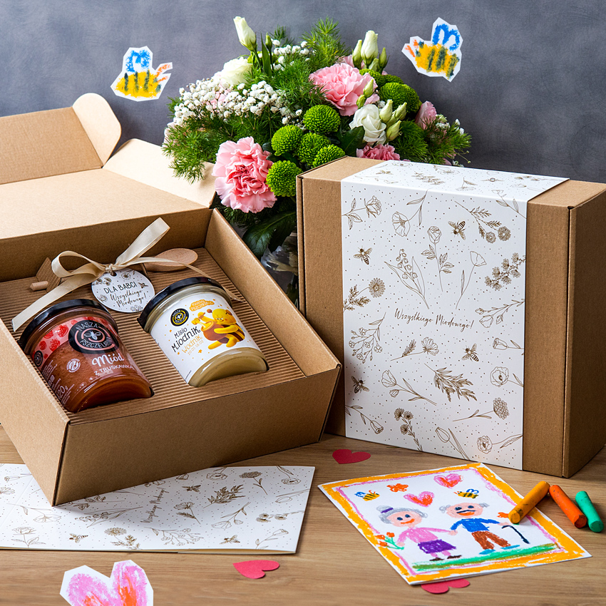 2 miody w pudełku na Dzień Babci lub Dziadka z 1 znakiem zodiaku