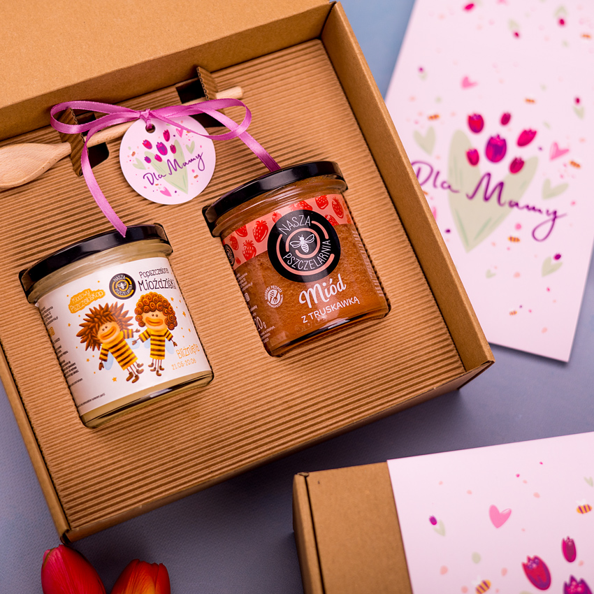 2 miody w pudełku na Dzień Matki z 1 znakiem zodiaku