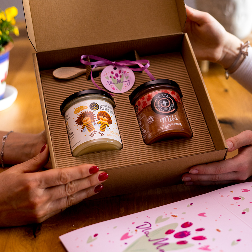 2 miody w pudełku na Dzień Matki z 1 znakiem zodiaku