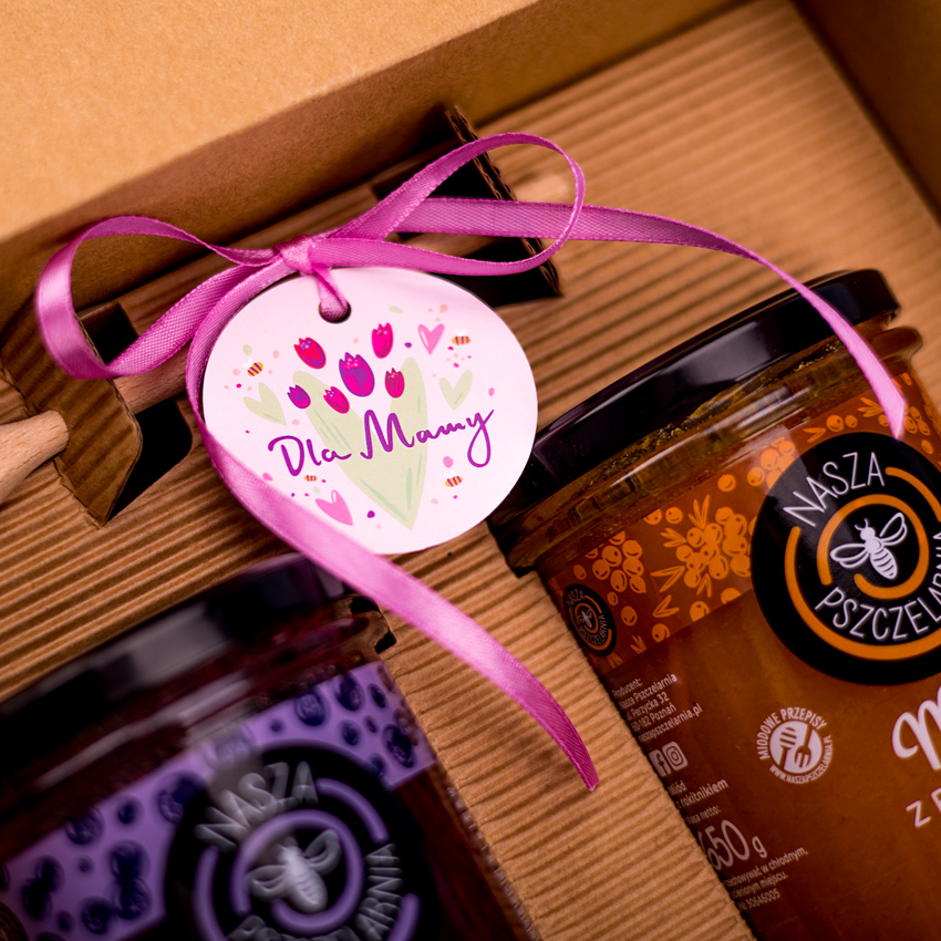 2 duże miody w pudełku na Dzień Matki