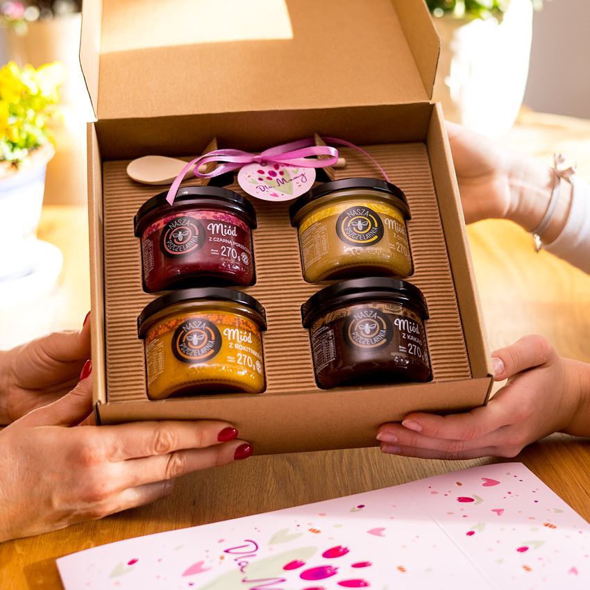 4 miodki w pudełku na Dzień Matki