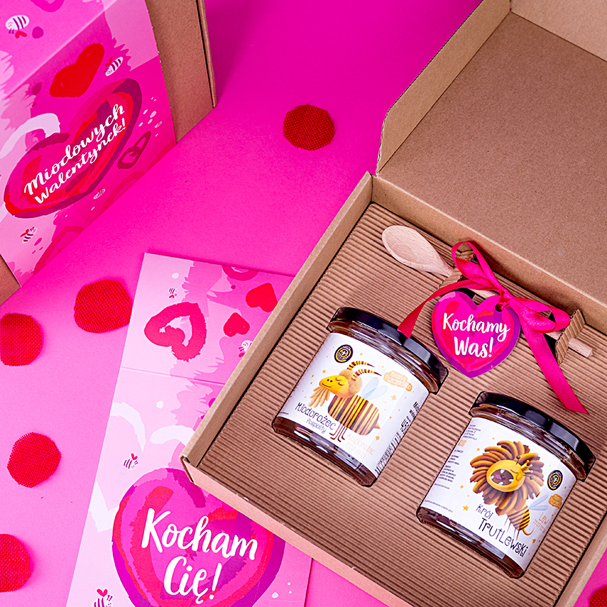 2 miody w pudełku na Walentynki z 2 znakami zodiaku