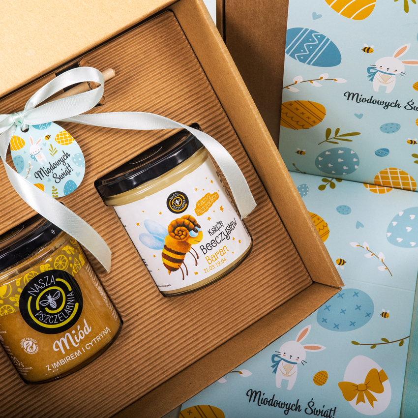 2 miody w pudełku na Wielkanoc z 1 znakiem zodiaku