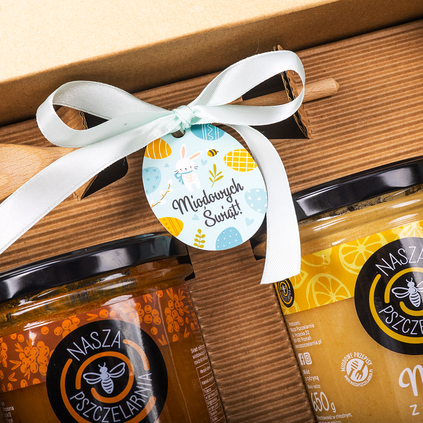 2 duże miody w pudełku na Wielkanoc