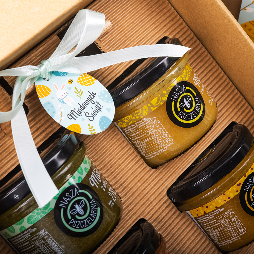 4 miodki w pudełku na Wielkanoc