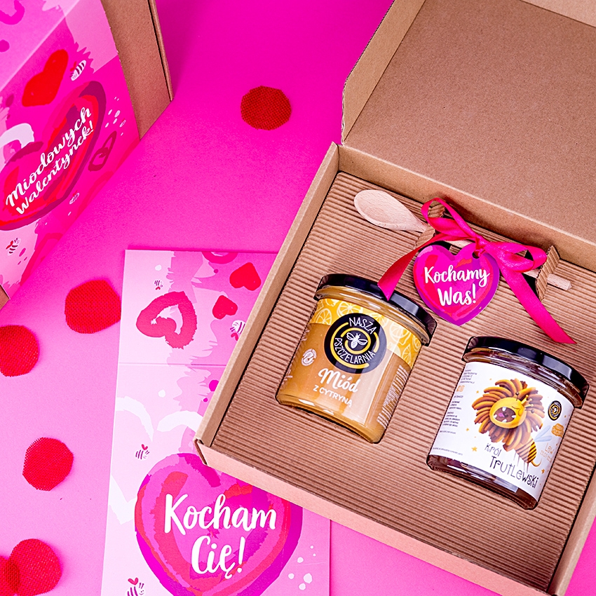 2 miody w pudełku na Walentynki z 1 znakiem zodiaku