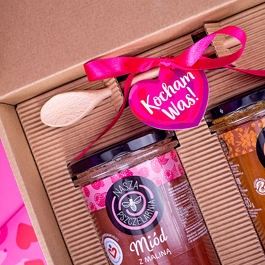2 duże miody w pudełku na Walentynki