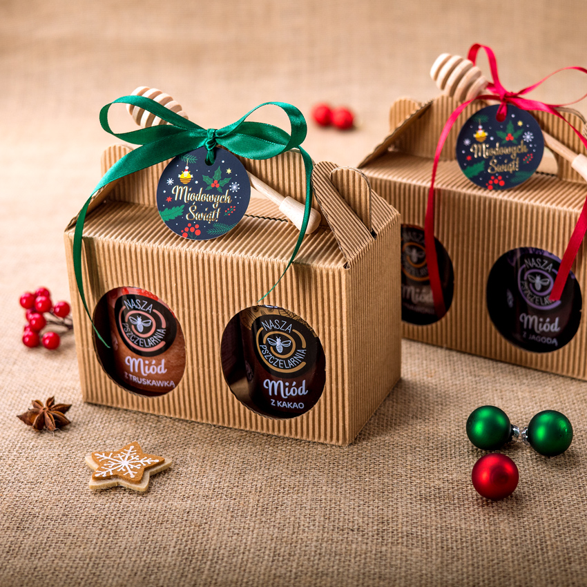 2 miody w kartoniku na Boże Narodzenie