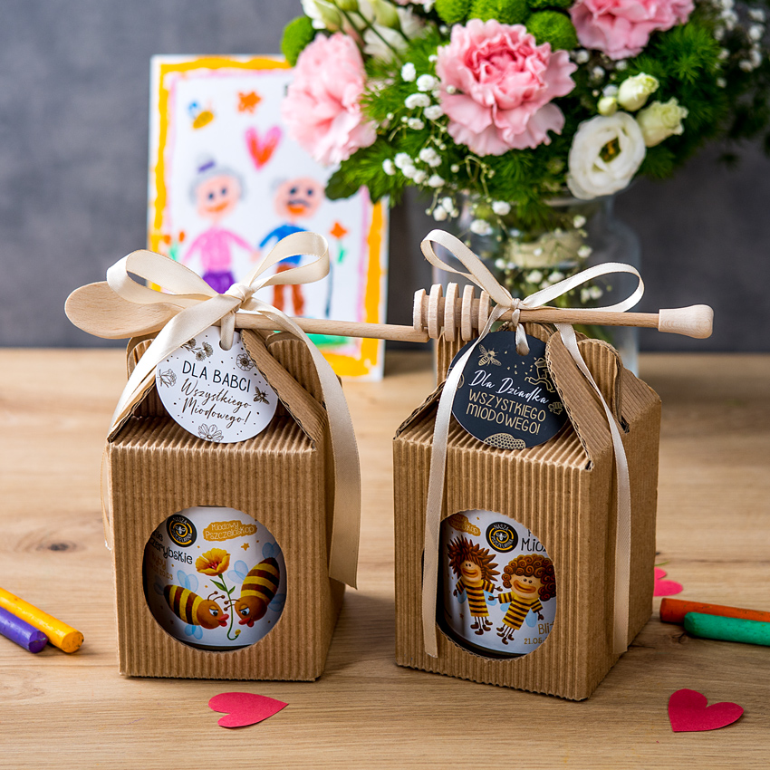 1 miód w kartoniku na Dzień Babci lub Dziadka z 1 znakiem zodiaku