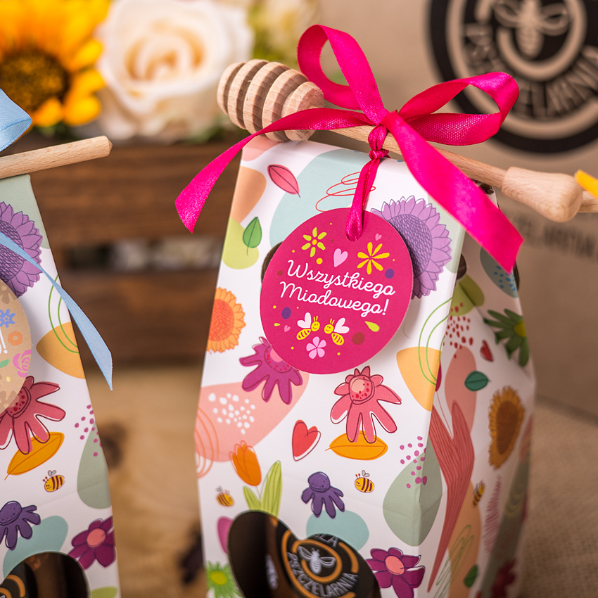 1 miód w kwiatowym pudełku na każdą okazję (3 kolory)