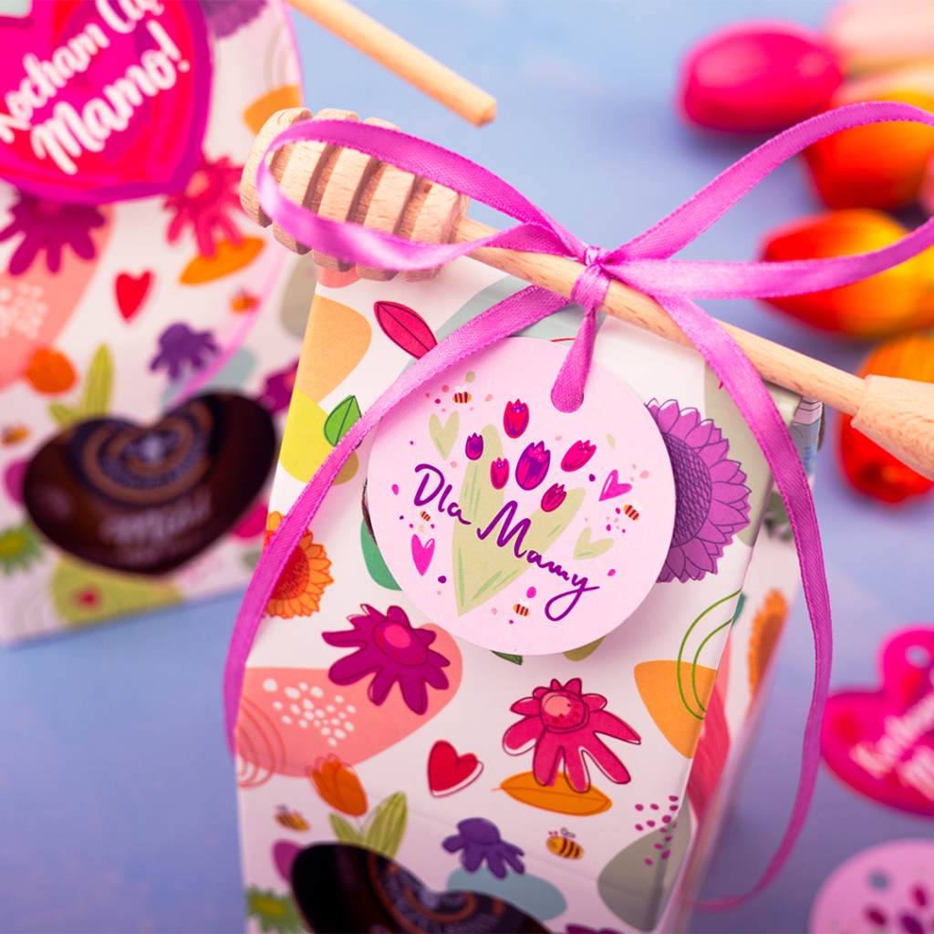 1 miód w kolorowym pudełku na Dzień Matki