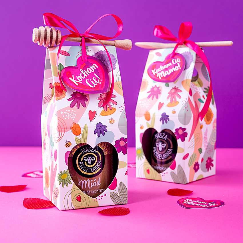 1 miód w kwiatowym pudełku na Walentynki