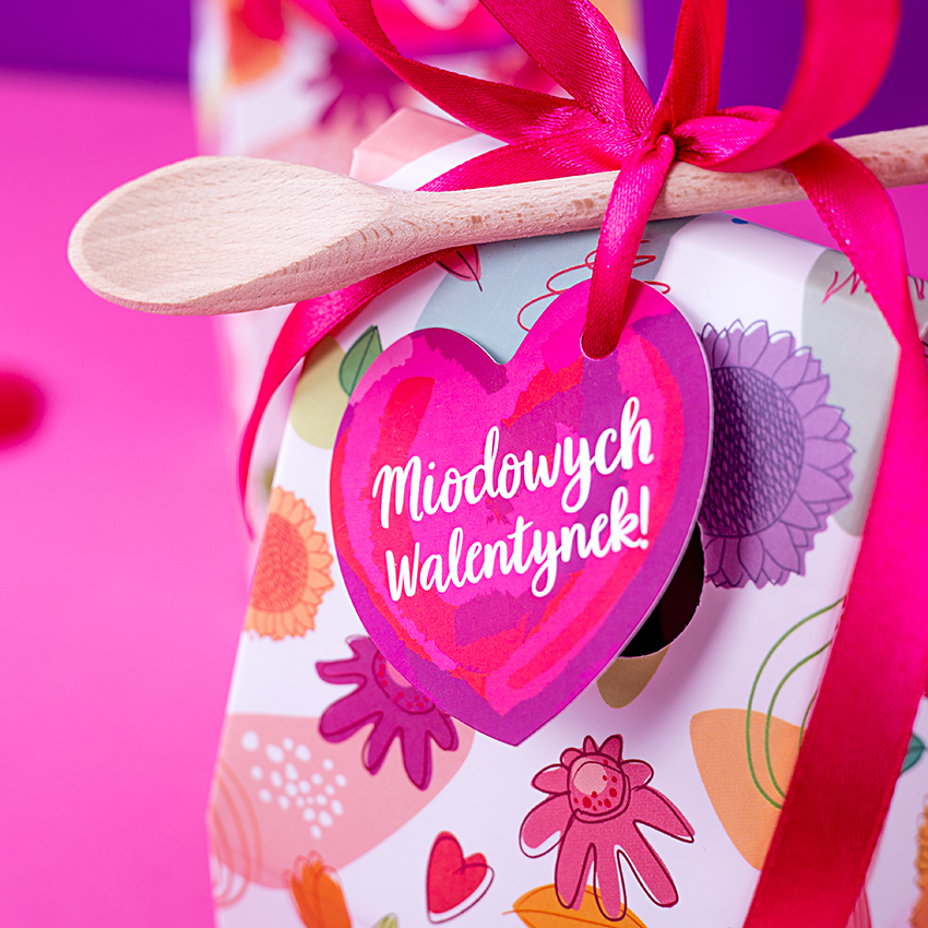 1 miód w kwiatowym pudełku na Walentynki z 1 znakiem zodiaku
