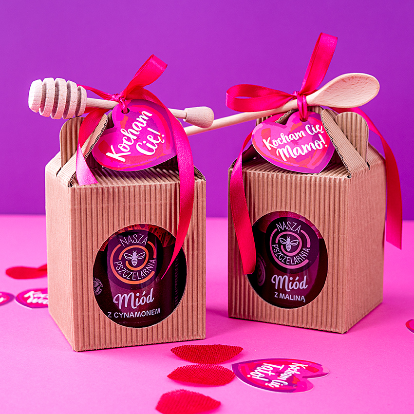1 miód w kartoniku na Walentynki
