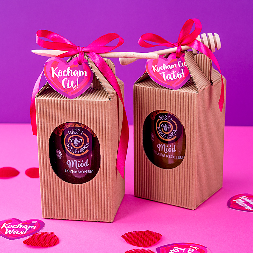 1 duży miód w kartoniku na Walentynki