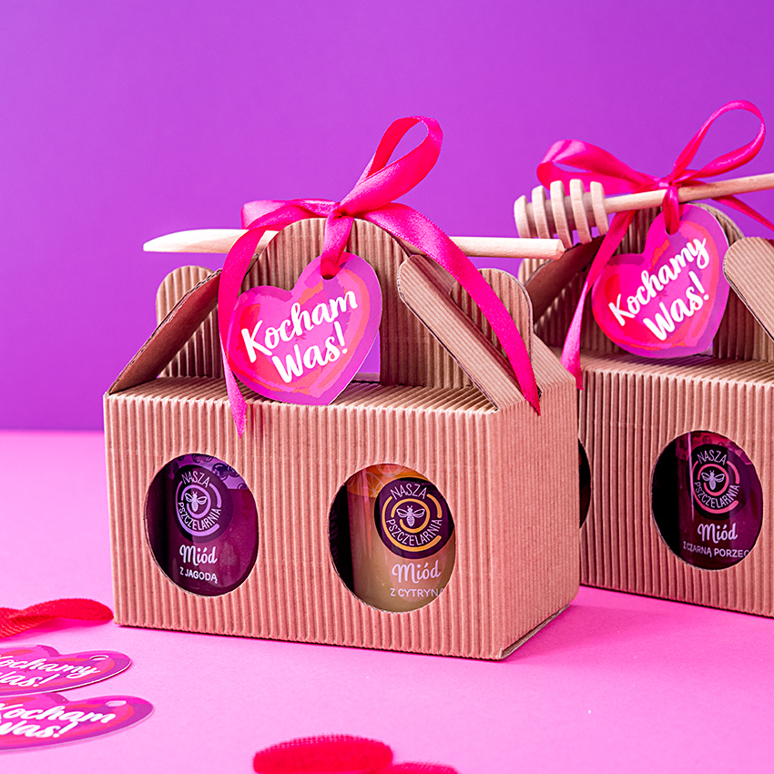 2 miodziki w kartoniku na Walentynki