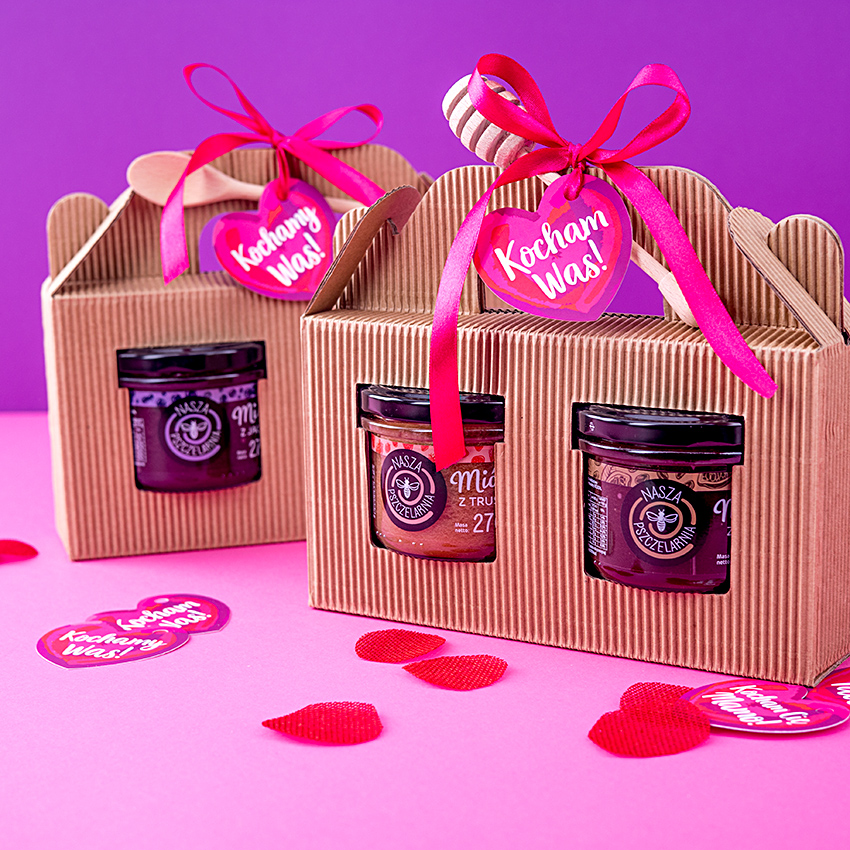 2 miodki w kartoniku na Walentynki