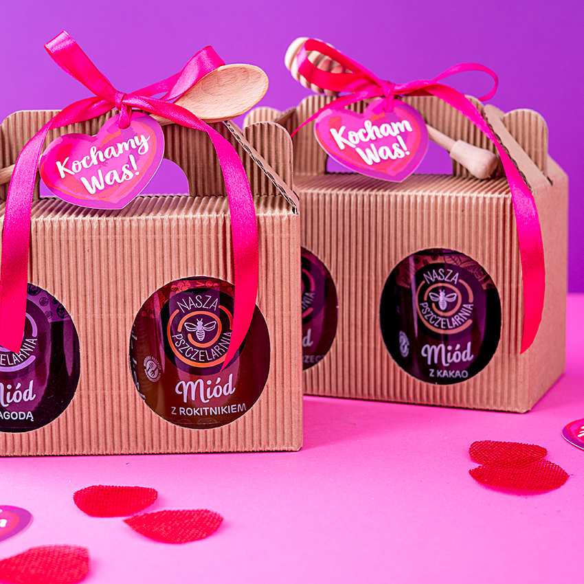 2 miody w kartoniku na na Walentynki