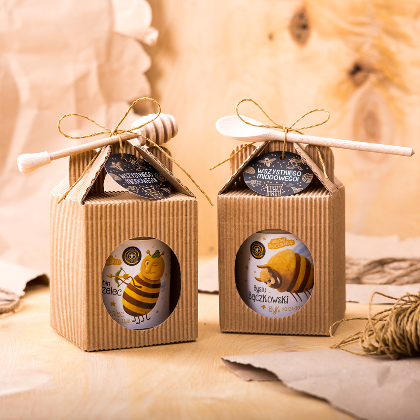 1 miód w kartoniku na każdą okazję z 1 znakiem zodiaku (2 kolory)