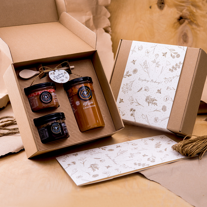 1 duży miód i 2 miodki w pudełku na każdą okazję (2 kolory)