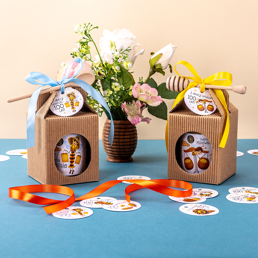 1 miód w kartoniku na urodziny ze znakami zodiaku