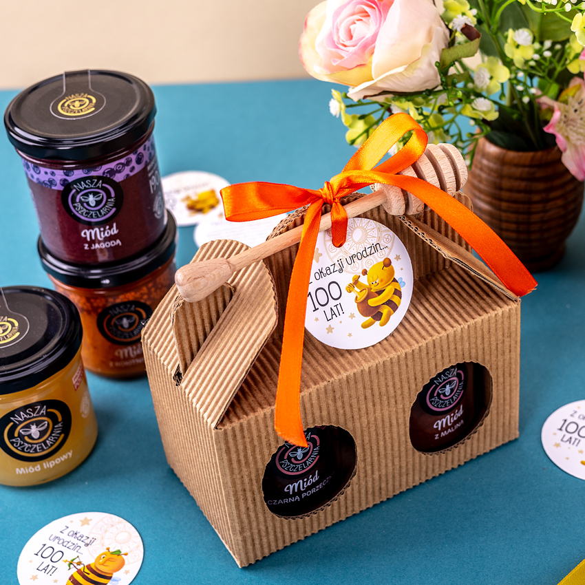 2 miodziki w kartoniku na urodziny ze znakiem zodiaku