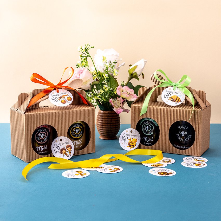 2 miody w kartoniku na urodziny ze znakiem zodiaku