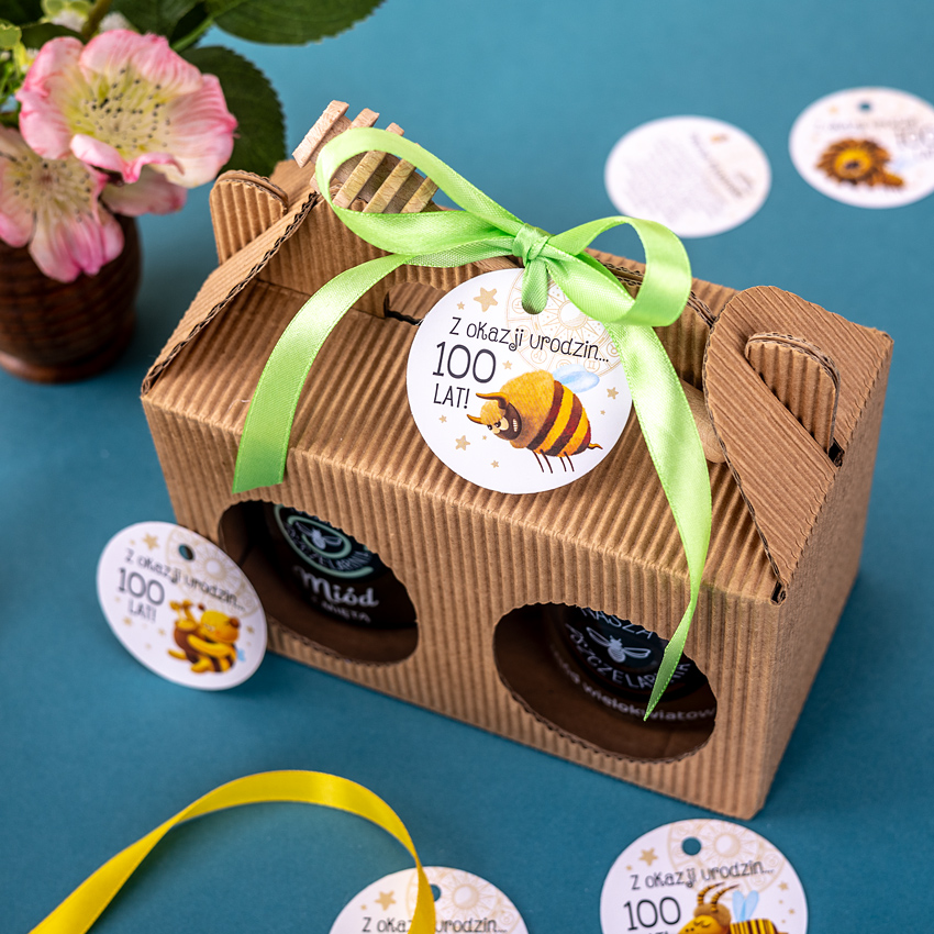 2 miody w kartoniku na urodziny ze znakiem zodiaku