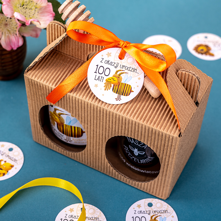 2 miody w kartoniku na urodziny ze znakami zodiaku