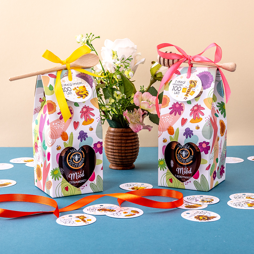 1 miód w kwiatowym pudełku na urodziny ze znakiem zodiaku