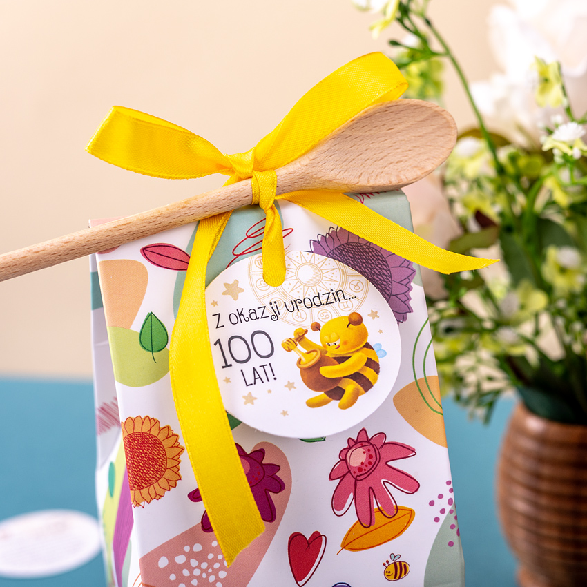 1 miód w kwiatowym pudełku na urodziny ze znakiem zodiaku