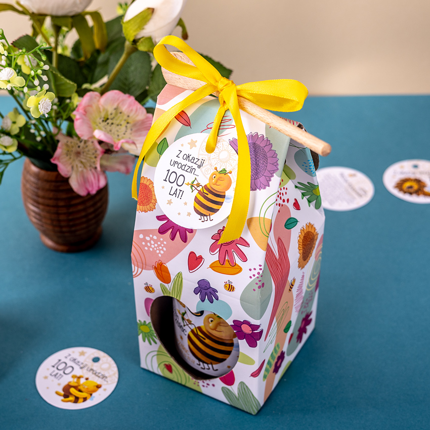 1 miód w kwiatowym pudełku na urodziny ze znakami zodiaku